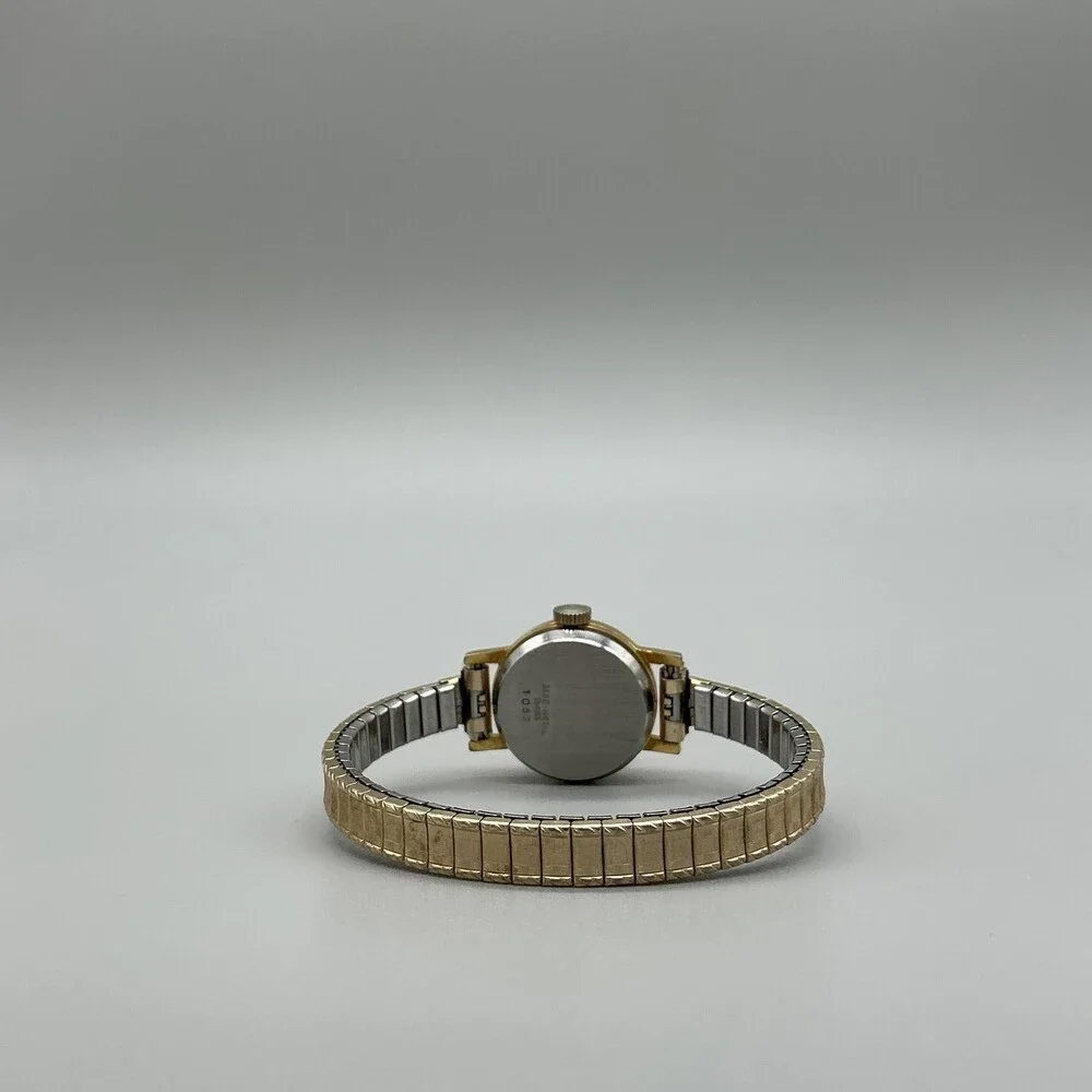 Vintage NAS Womens Watch 22mm White Dial Gold Tone Expansion Swiss Manual